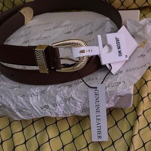 Jason Wu Brown Leather Belt with Gold Buckle